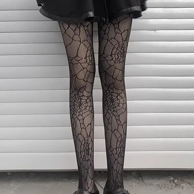 Gothic Spider Web Fishnet Stockings 6