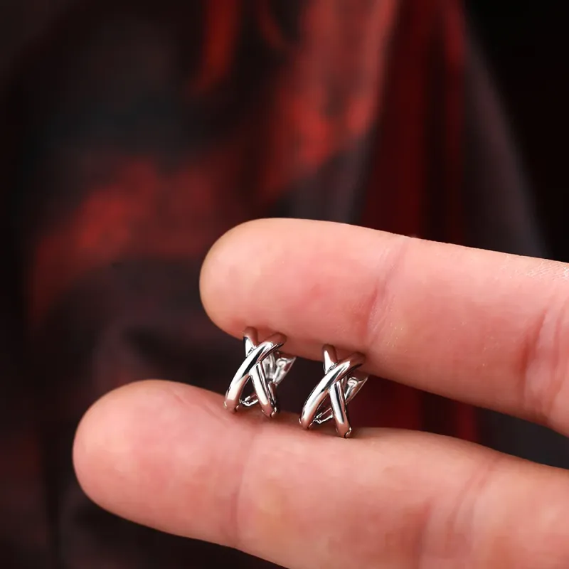 Criss-Cross Mini Huggie Hoop Earrings 5