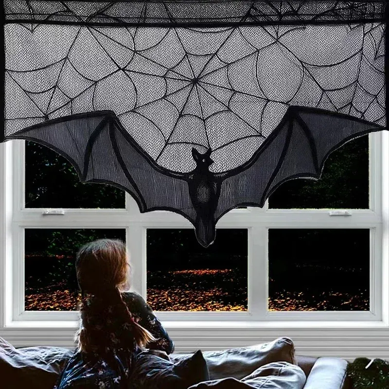 Halloween Lace Bat Spider Tablecloth 5