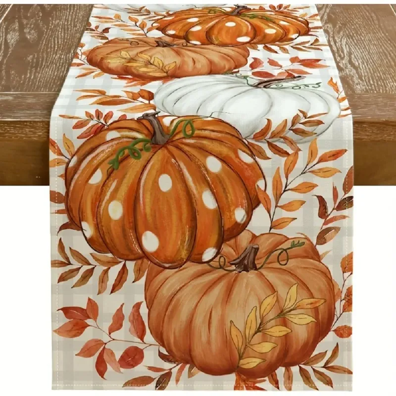 Autumn Polka Dot Pumpkin Table Runner 1