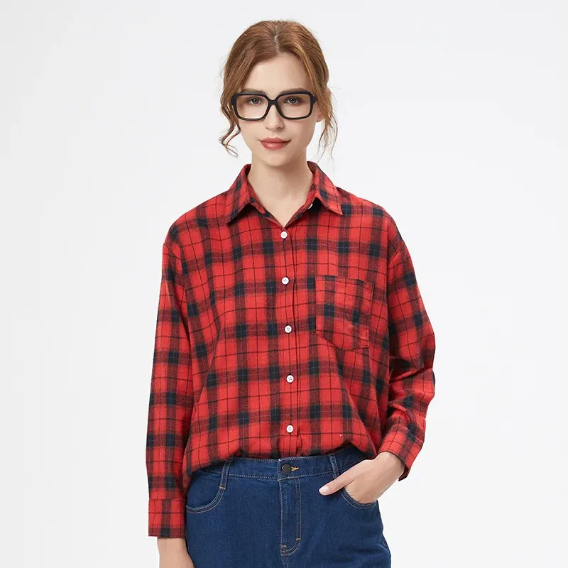 Women's Cotton Flannel Plaid Shirt 3