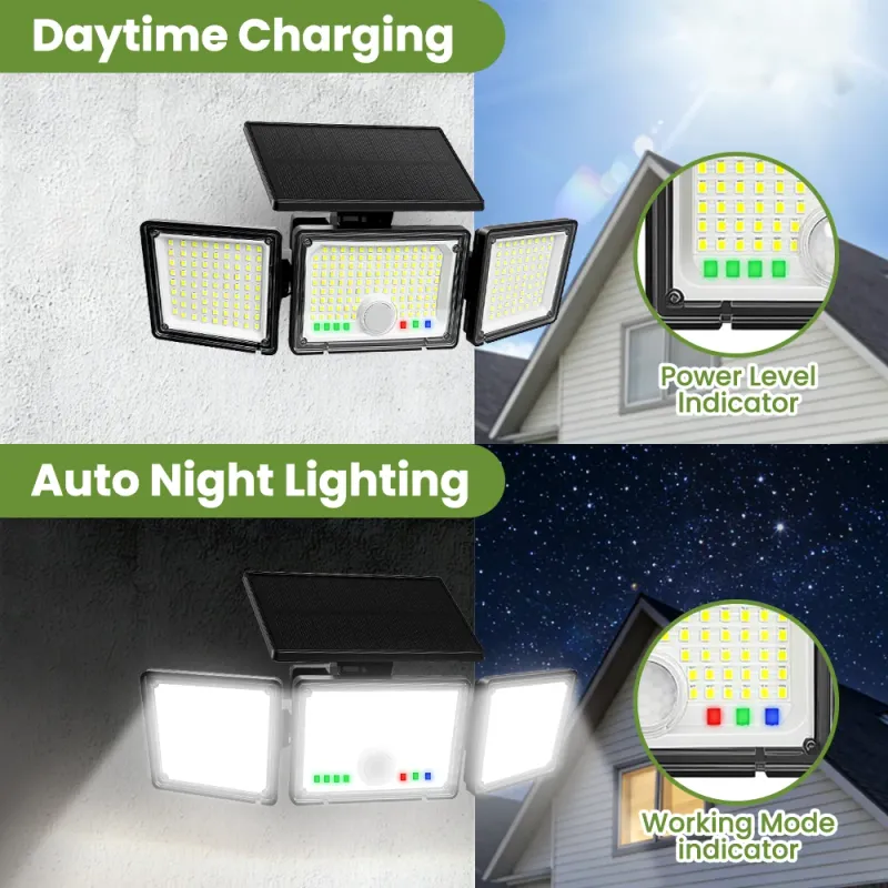 3-Head Solar Security Flood Lights 6