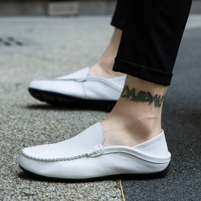 Men's Leather Loafers Slip-On Boat Shoes 5