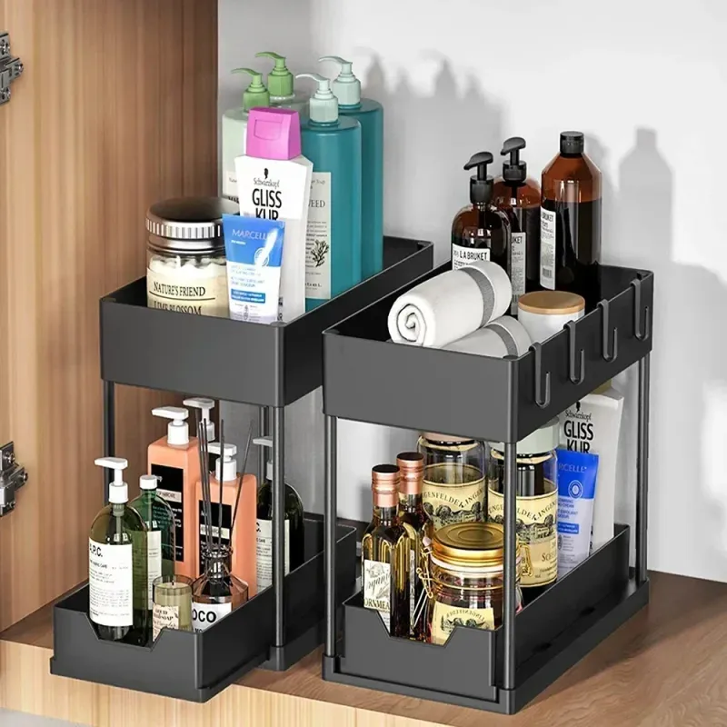2-Tier Sliding L-Shape Under Sink Organizer 2