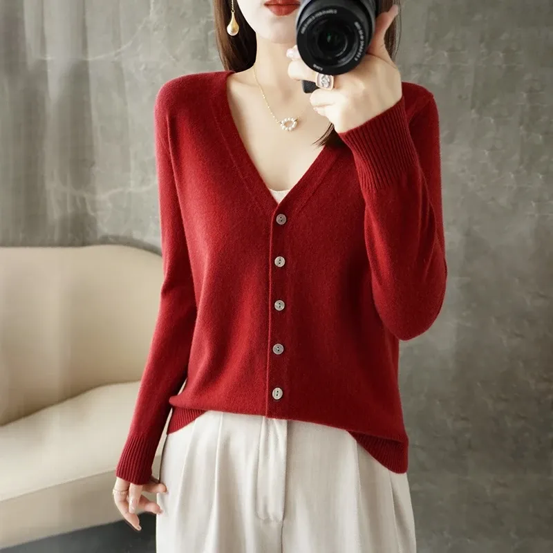 Women's V-Neck Loose Knit Cardigan 6