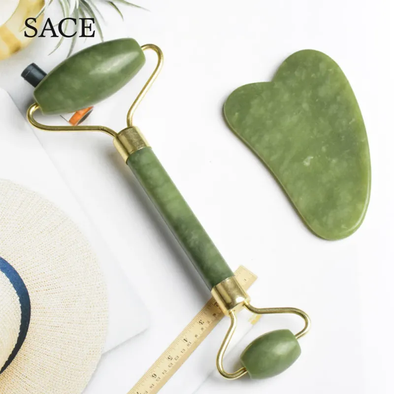 Jade Gua Sha & Rose Quartz Face Roller Set 1
