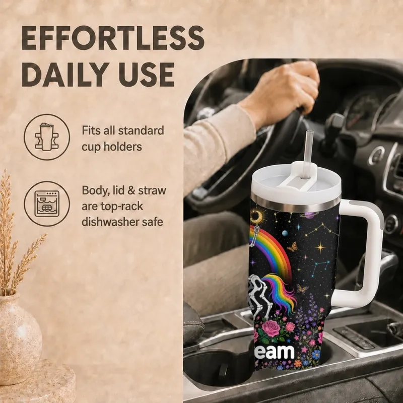 Rainbow Skeleton Unicorn Cosmic Tumbler 4