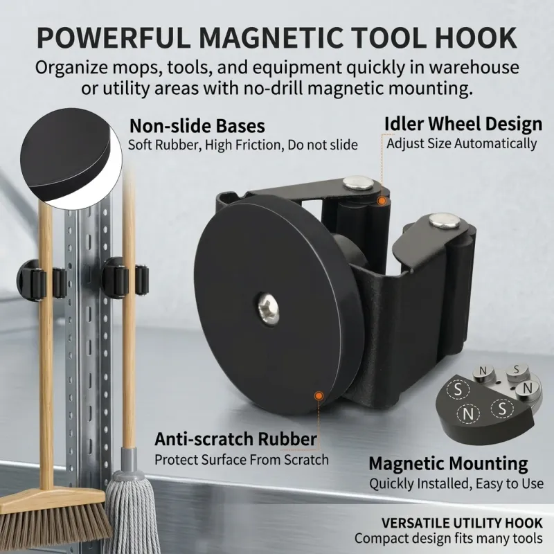 Magnetic Mop Hook Organizer 3