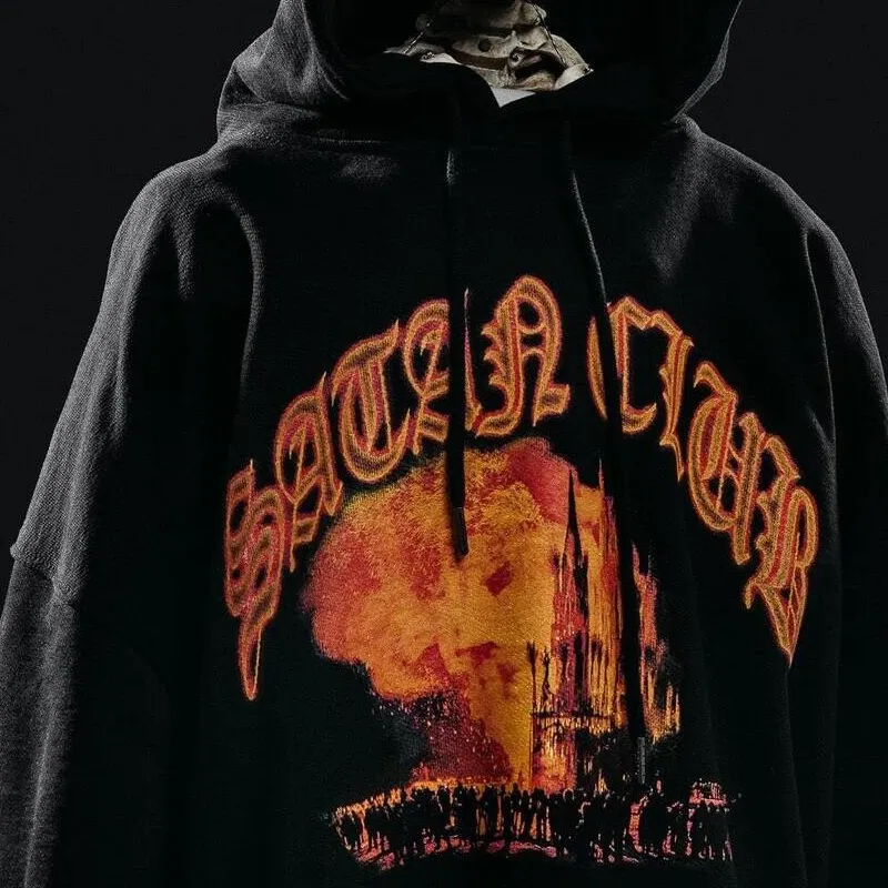 Oversized Satan Club Hoodie - Y2K Streetwear 2