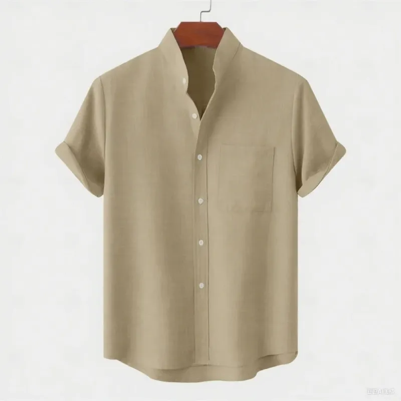 Men's Linen Short-Sleeve Collared Shirt 4