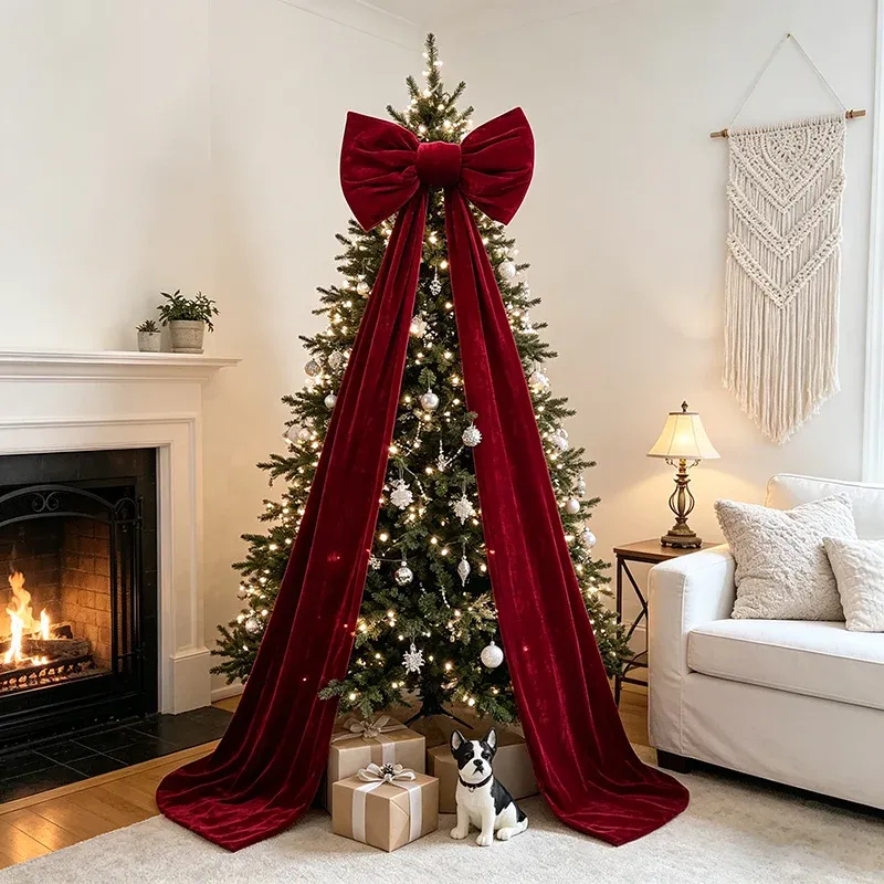 Large Red Velvet Bow Christmas Topper 5