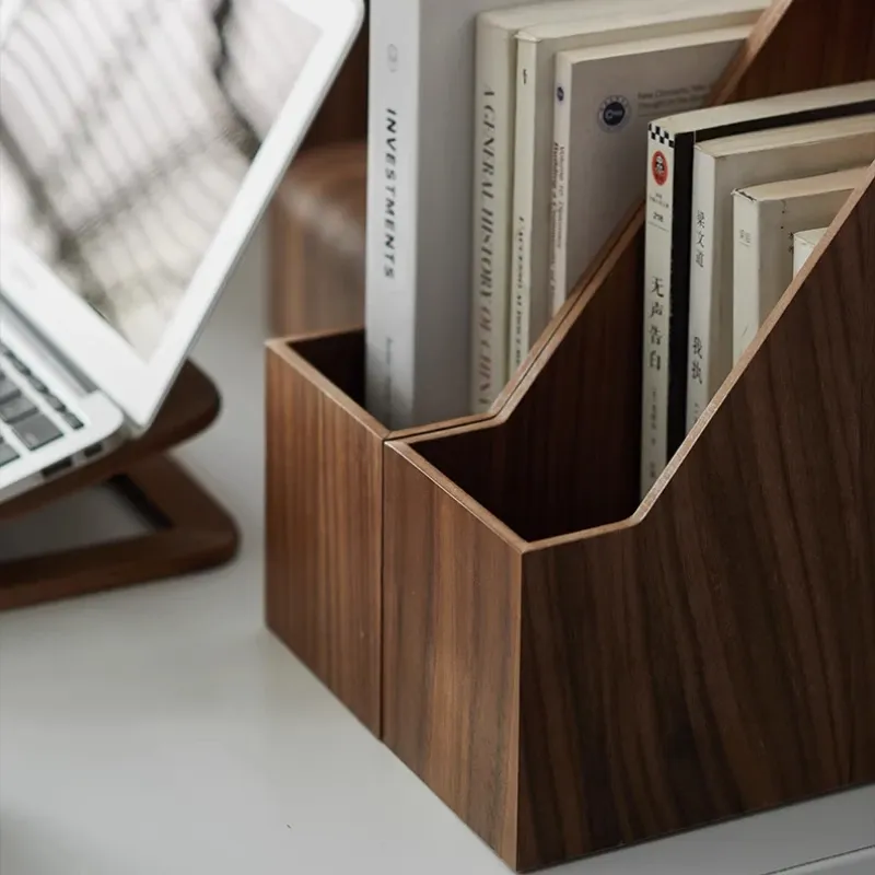 Wood Desktop Organizer Vertical File Holder 5