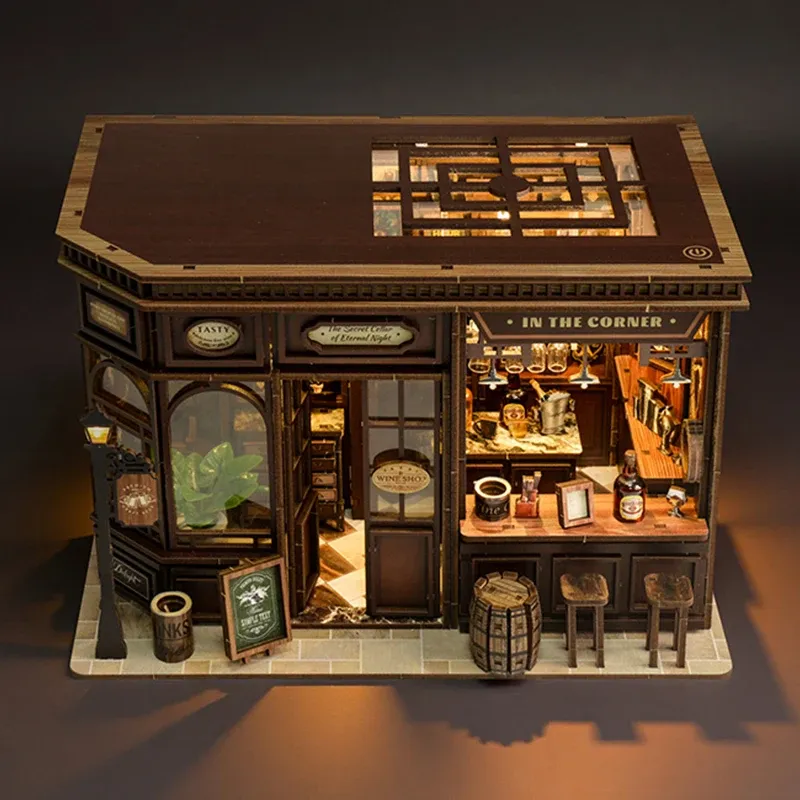 DIY Wooden Dollhouse Kit with LED Light 1