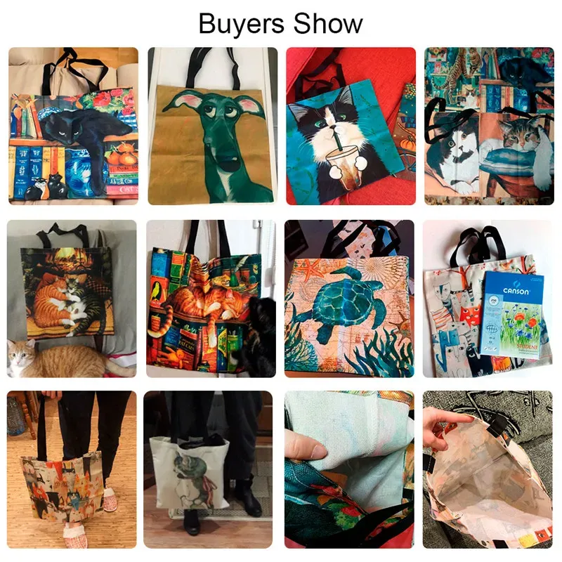Floral Cat Canvas Tote Bag 6