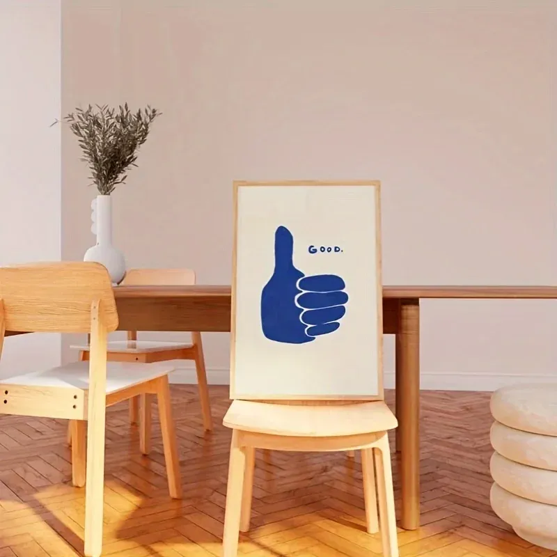 Retro Thumbs Up Blue Canvas Art Print 3