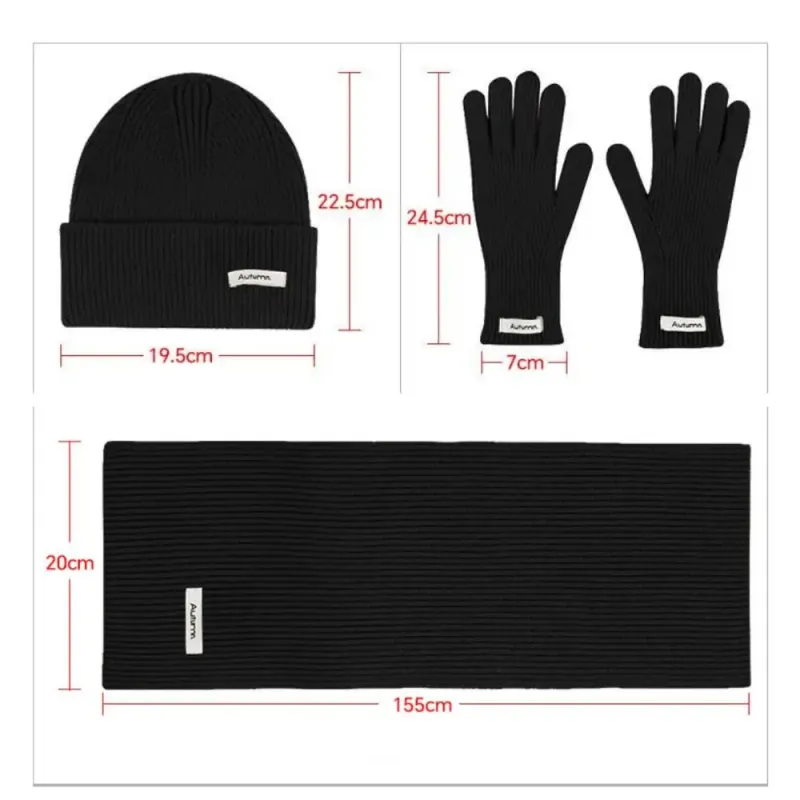 Red Winter Hat Scarf Gloves Set 5