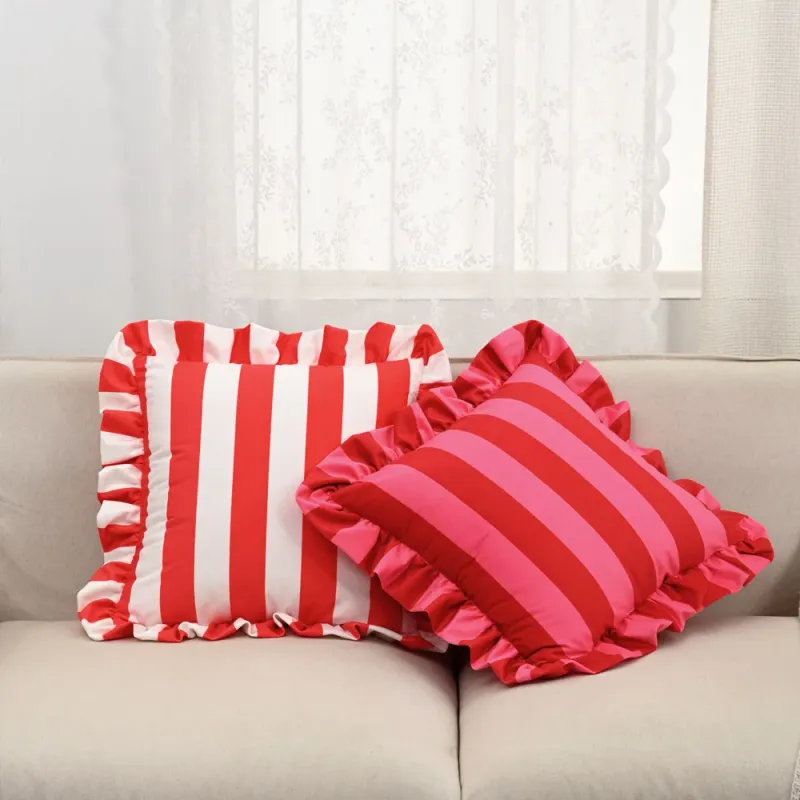 Striped Ruffle Pillow Cover 6
