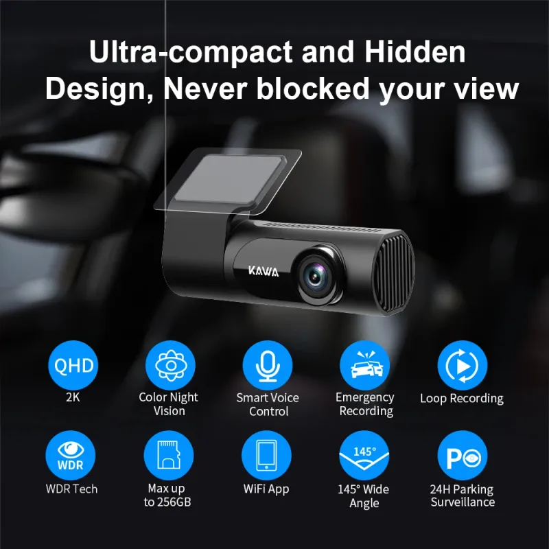 KAWA D6 1440P Dash Cam with Voice Control 6
