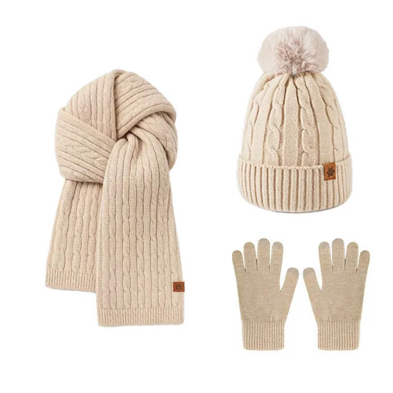 Winter Warm 3-Piece Knit Set with Touch Screen Gloves 5