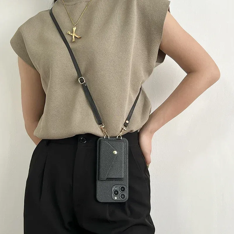 Lanyard Leather Wallet Phone Case 2
