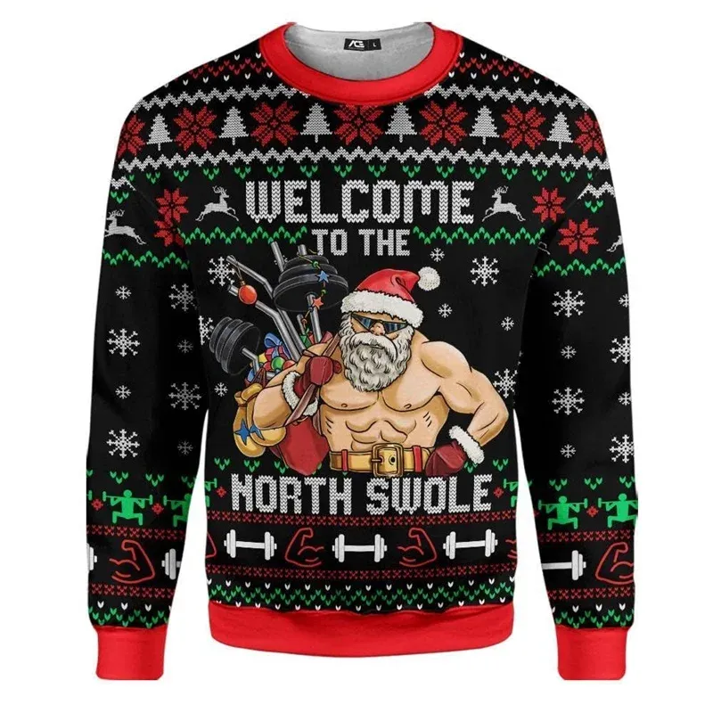 Santa Hockey 3D Print Christmas Sweatshirt 4