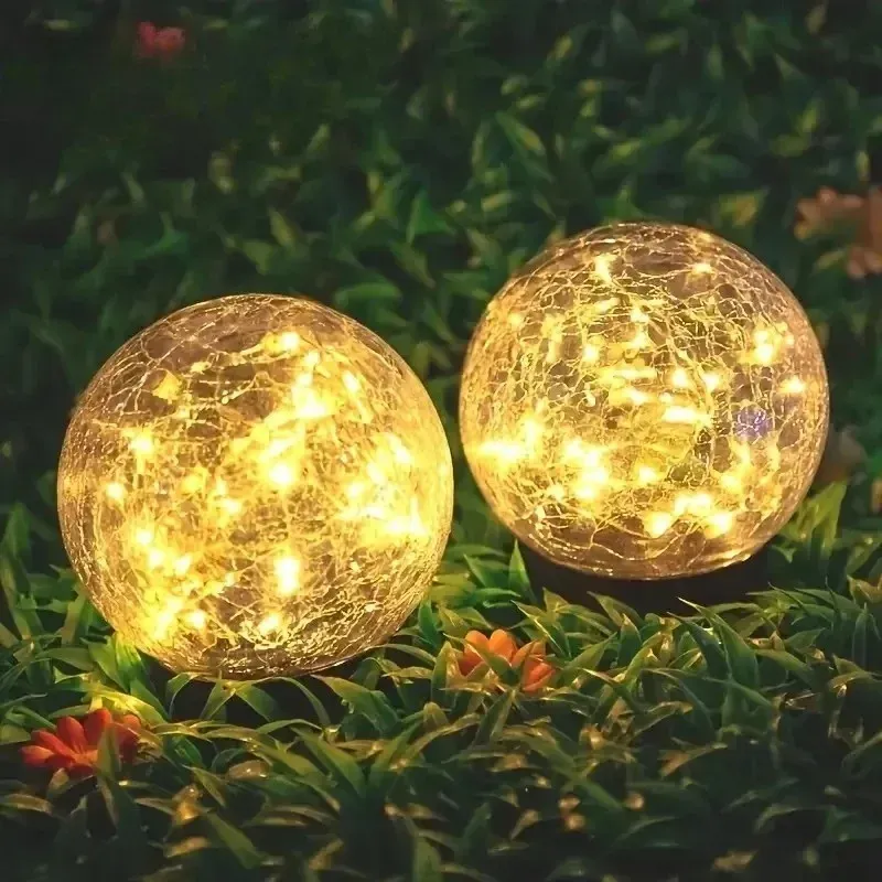 Сонячна LED лампа у вигляді скляної кулі з тріщинами 6
