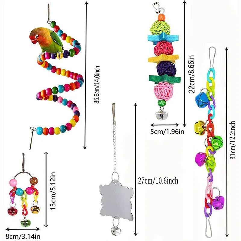7pcs Wood Parrot Toys Set 5