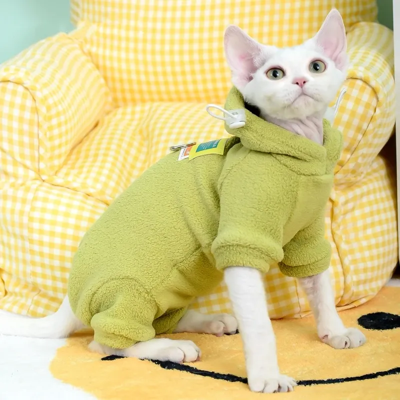 Sphynx Cat Fleece Hooded Sweater 3