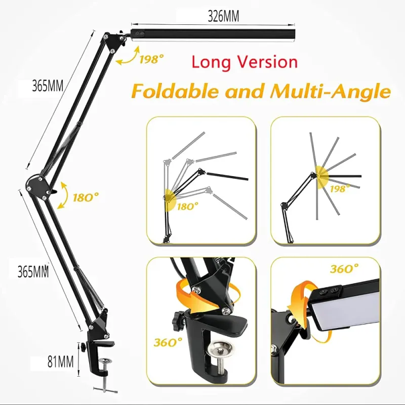 10W LED Swing Arm Desk Lamp with Clamp 5