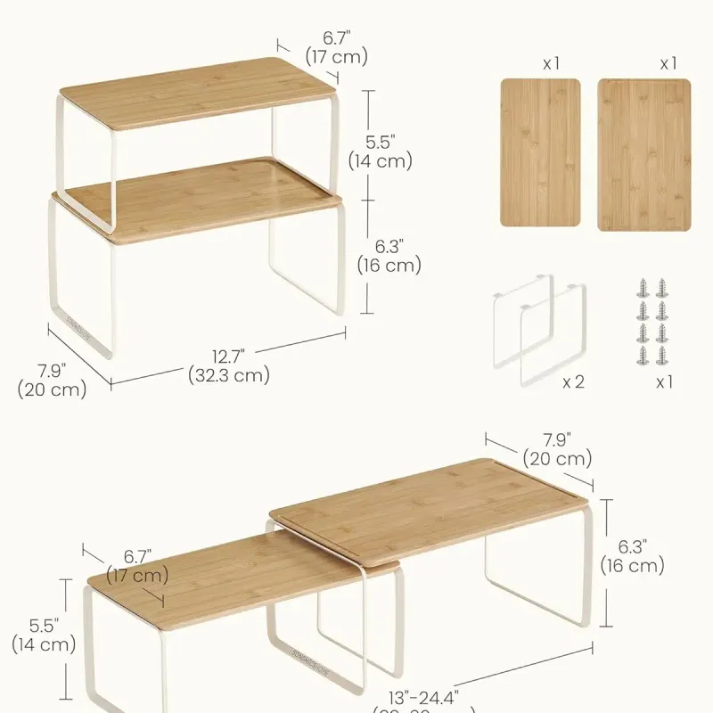 Cabinet Organizer Shelf Set of 2 3