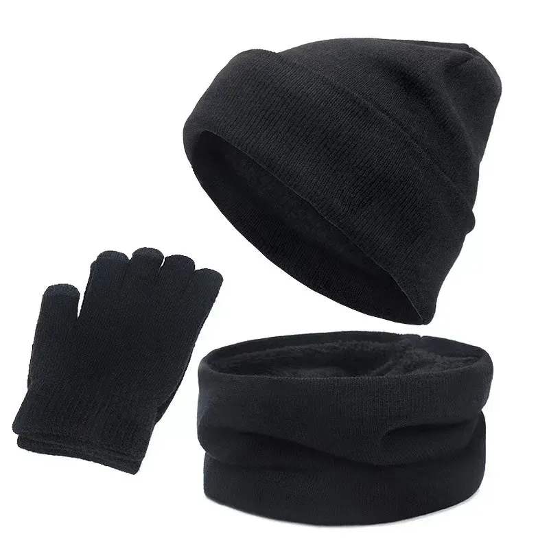 Winter Knitted Beanie Scarf Gloves Set 2