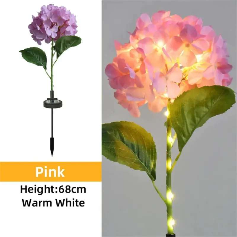 Солнечные LED-освещающие столбы с гортензией 6