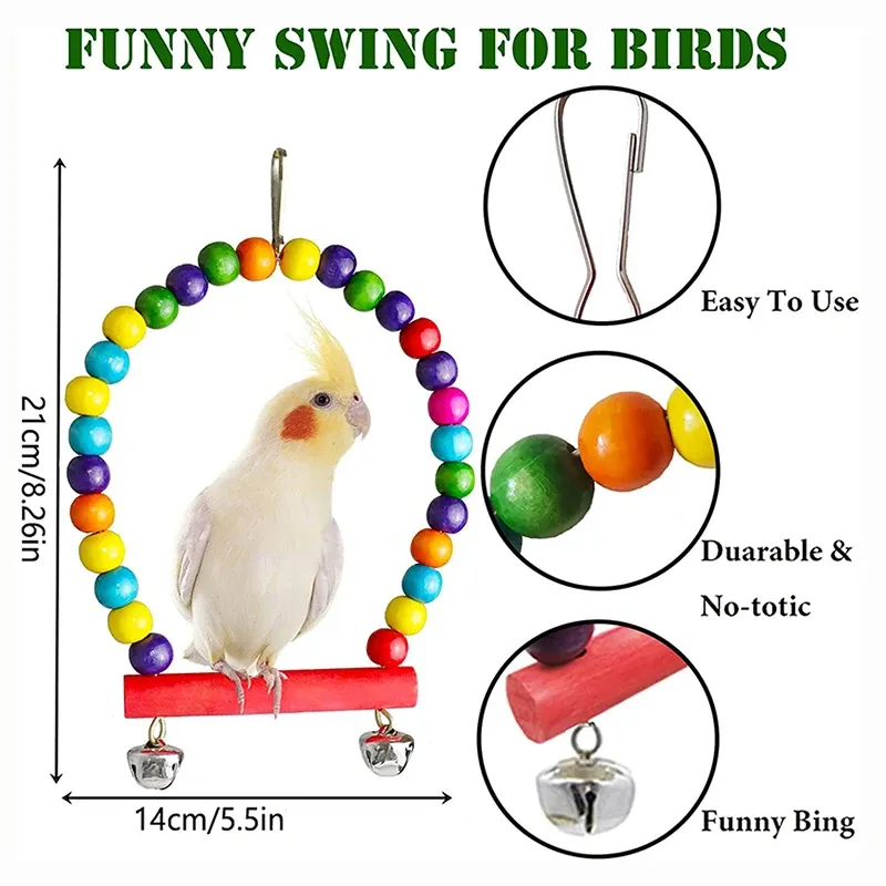 7pcs Wood Parrot Toys Set 3