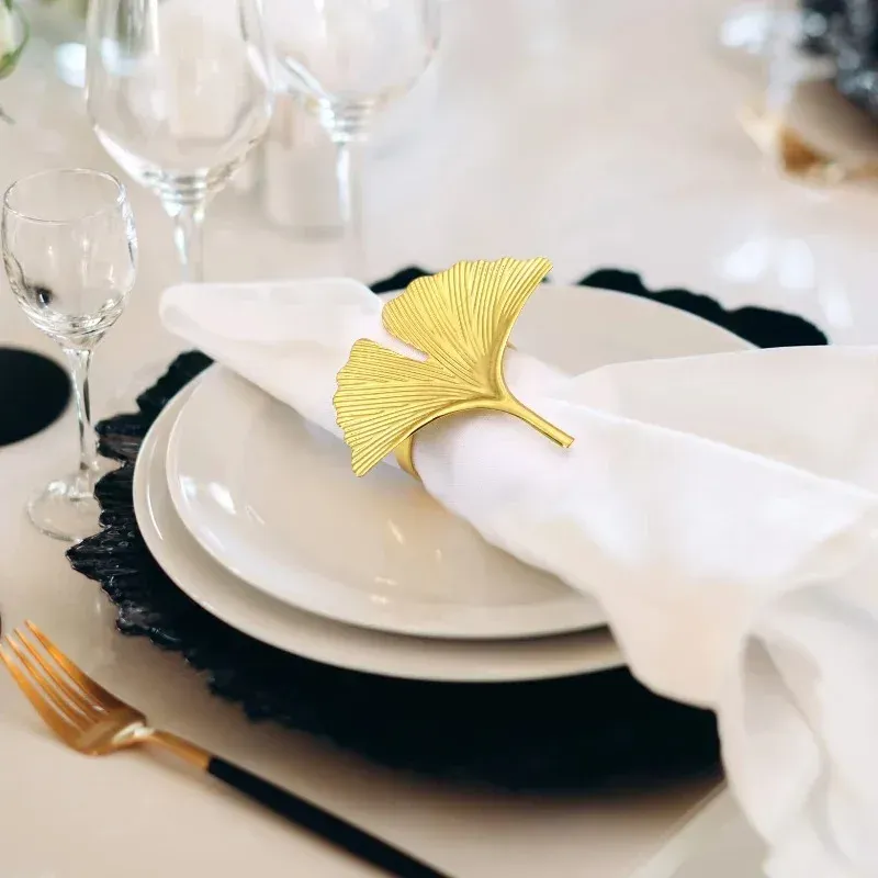 Ginkgo Biloba Napkin Rings Set of 6 2
