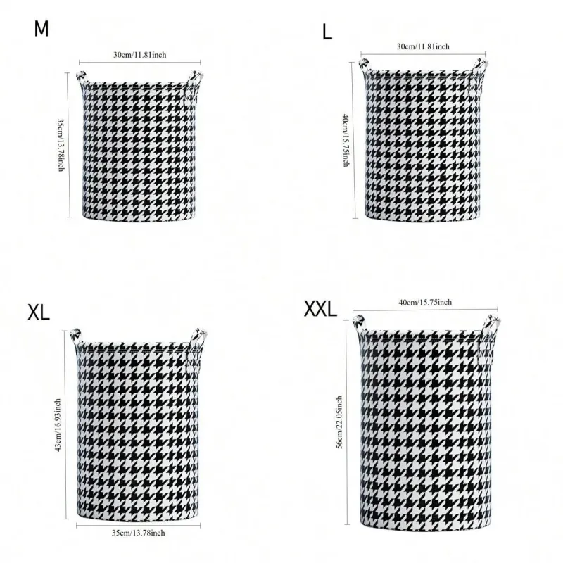 Houndstooth Foldable Laundry Basket 5