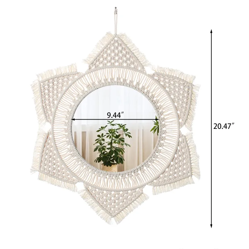 Boho Macrame Round Wall Mirror 5