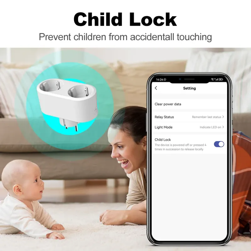 WiFi Smart Plug Dual Outlet 16A EU 6