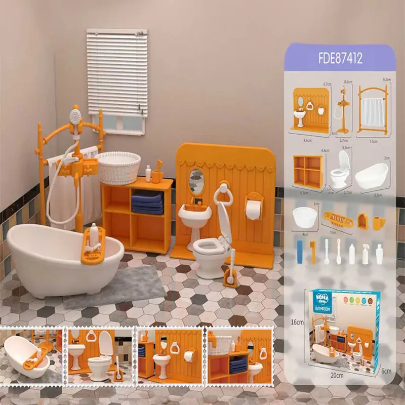 DIY Miniature Dollhouse Bathroom Set 2