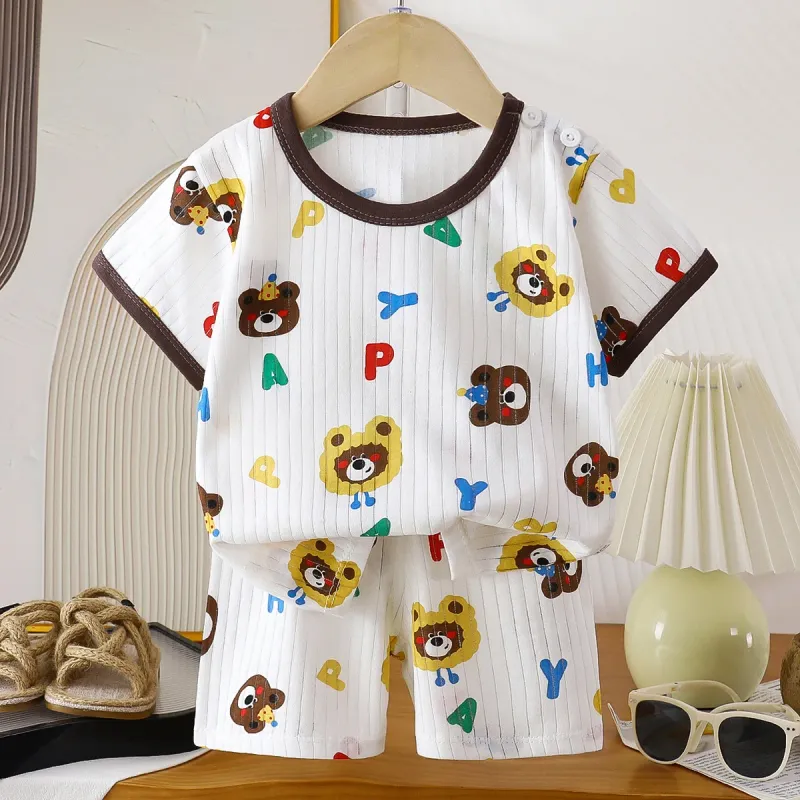2PCS Kids Summer Cotton T-Shirt & Shorts Set 3