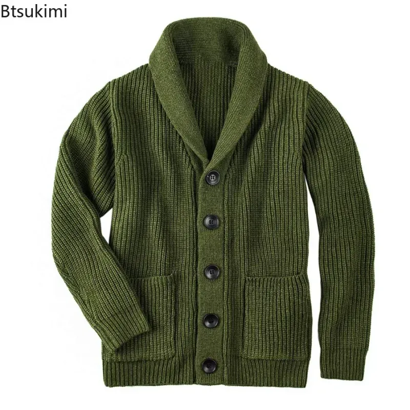 Men's Shawl Collar Cotton Cardigan Sweater 2