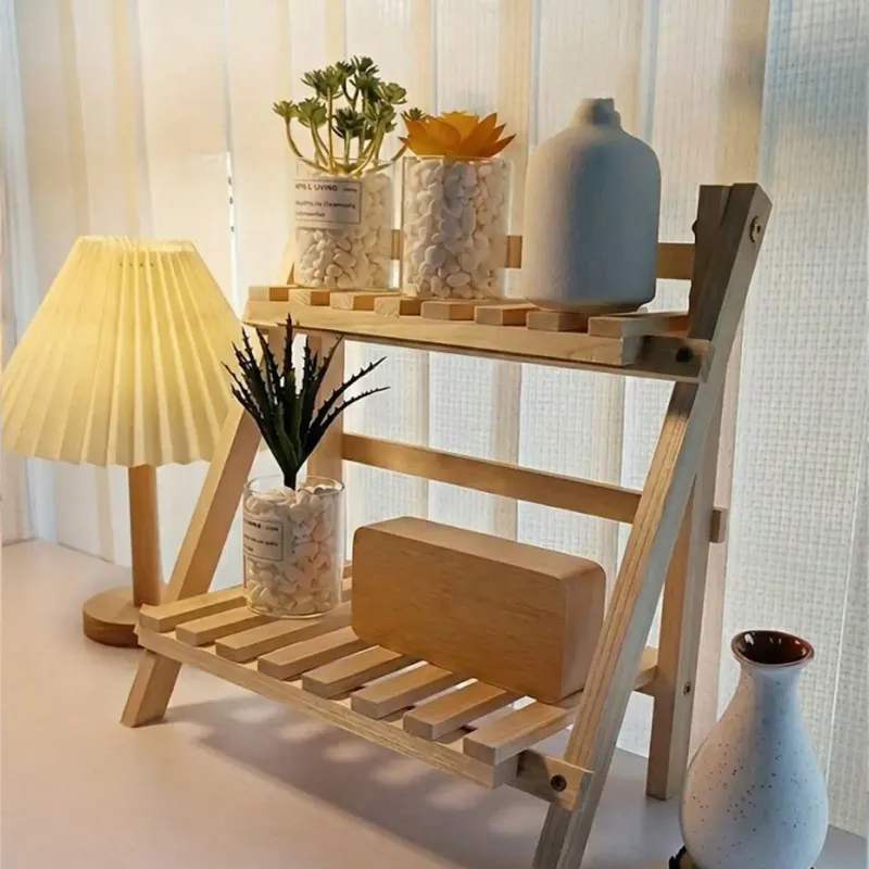 2-Tier Foldable Wood Plant Stand 1