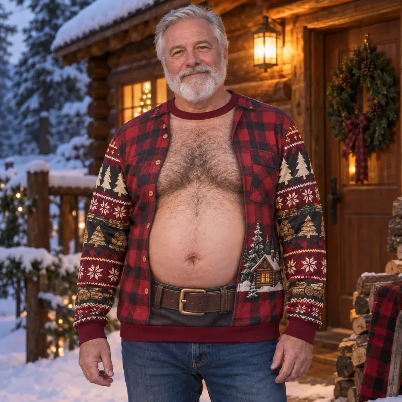 Lumberjack Dad Bod Ugly Christmas Sweater 4