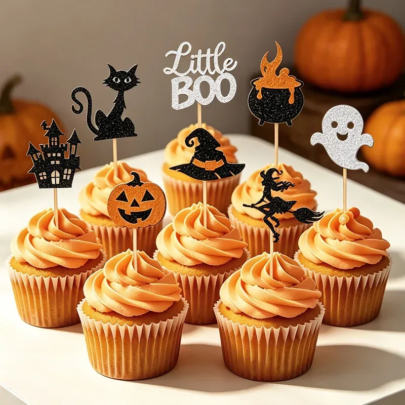 Halloween Glitter Cupcake Toppers 24Pcs 2