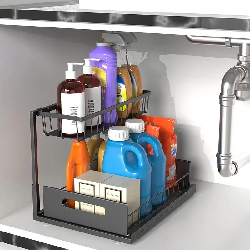 2-Tier Sliding Under Sink Organizer 2