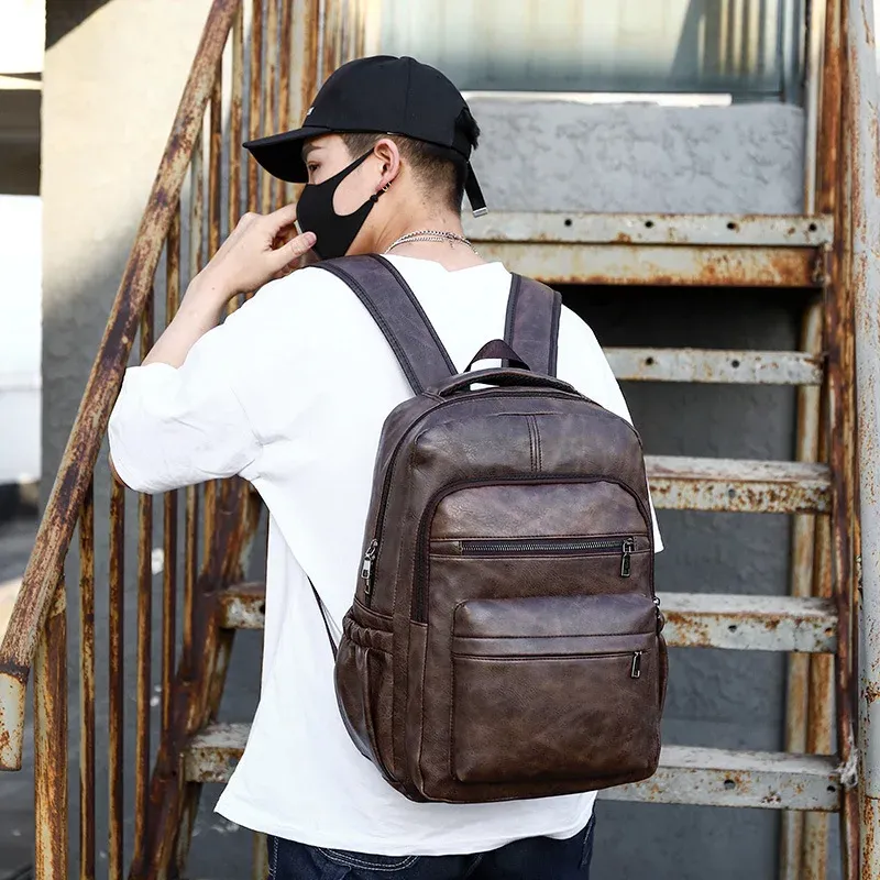 USB Charging Leather Laptop Backpack 5