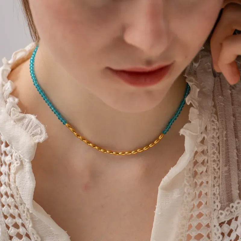 Gold Plated Blue Bead Bracelet 2