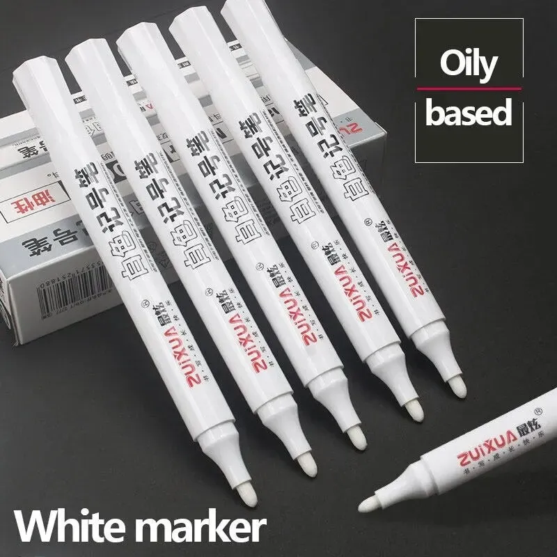 White Marker Pen Set Waterproof Permanent 2