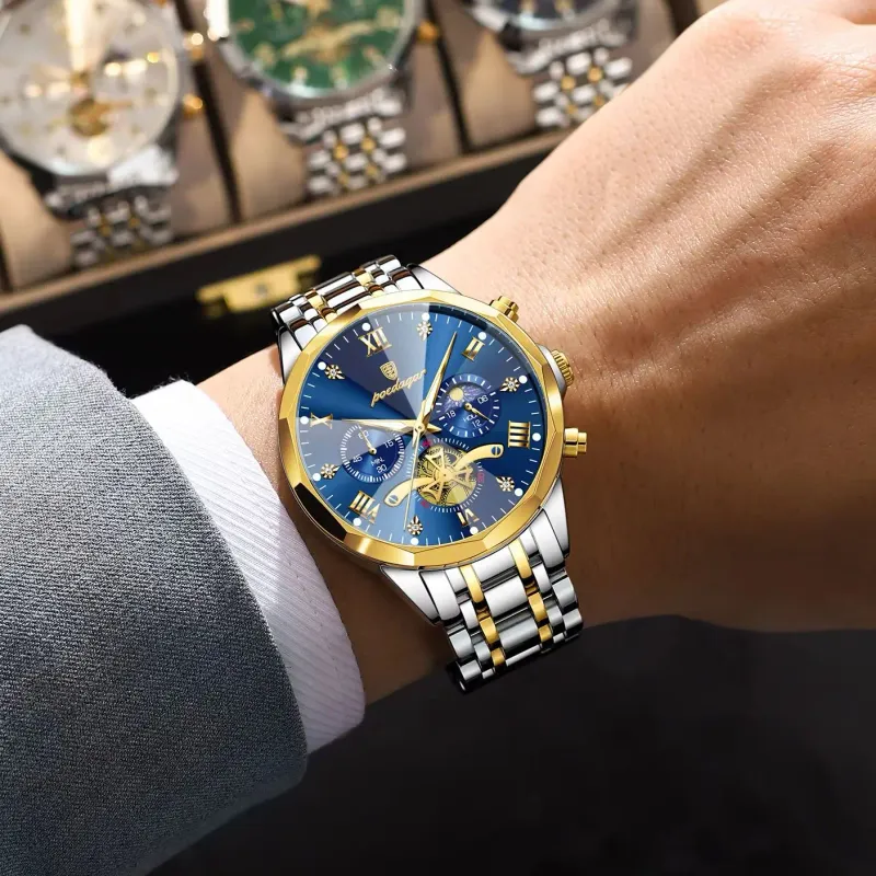 POEDAGAR Men's Luminous Chronograph Watch 6