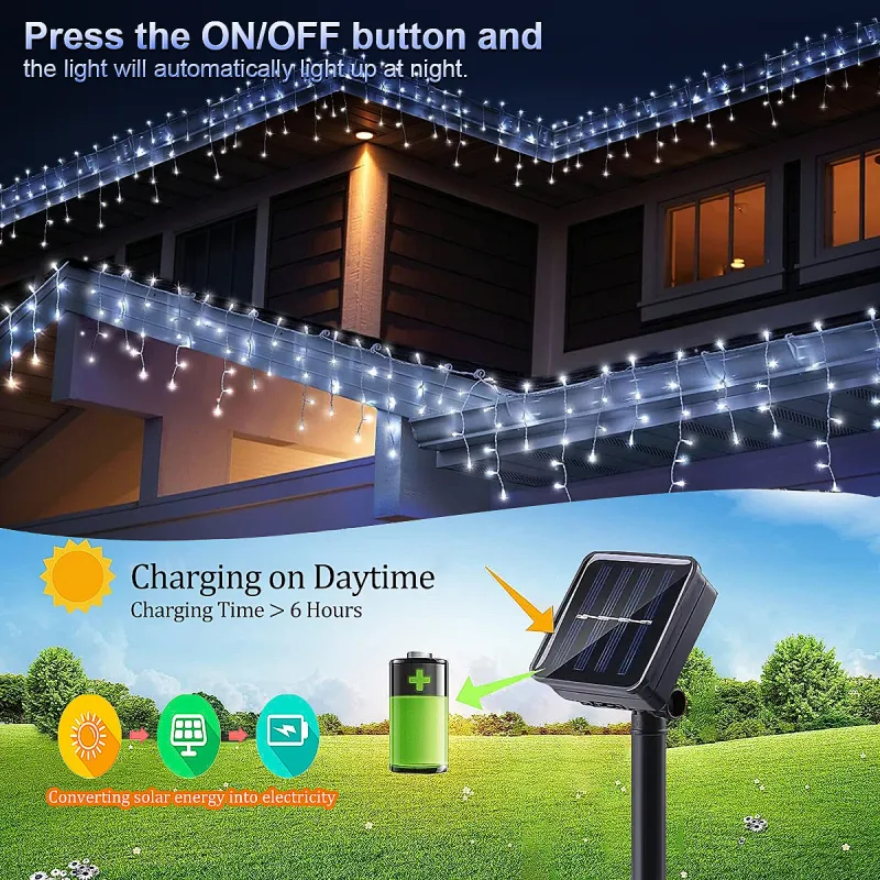 Solar Waterfall Curtain Lights 2