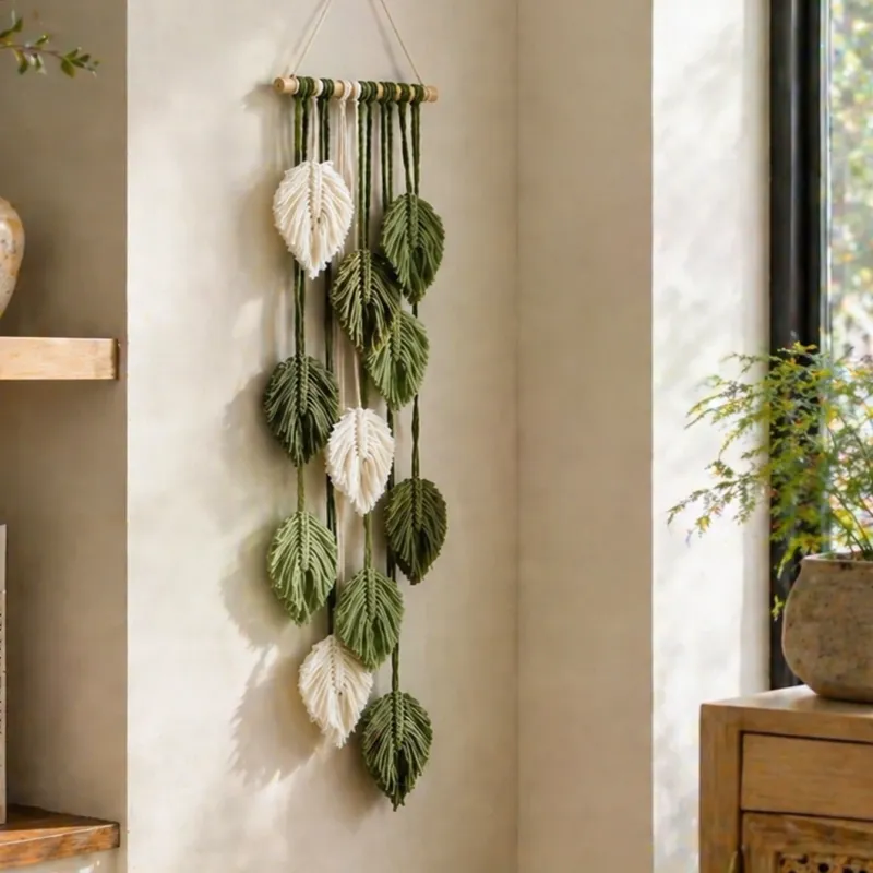 Macrame Leaf Wall Hanging Boho Tapestry 3